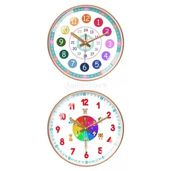 2pcs de 12inch Relógio de Parede Dizendo o Ensino de Tempo do Relógio Não Passando de Aprendizagem de Crianças