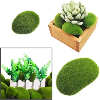 30PCS 3 Tamanho Artificial Musgo Rochas Decorativas, Verde Musgo Bolas,para Arranjos Florais, Jardins e Elaboração de Promoção