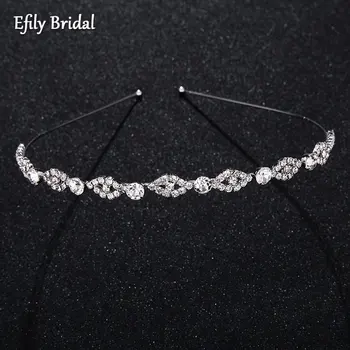 Efily Cristal de Tiaras de Noiva Acessórios de Cabelo com Strass Coroa Tiara Hairband para as Mulheres de Luxo, Cor de Prata Jóias de Noiva