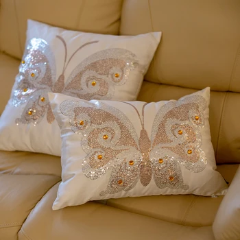 Novo Chinês de luxo quente drillingCushion tampa do pavão sequin puro fronha de luxo almofada de sofá-cama da sala de casa Dez FG1415